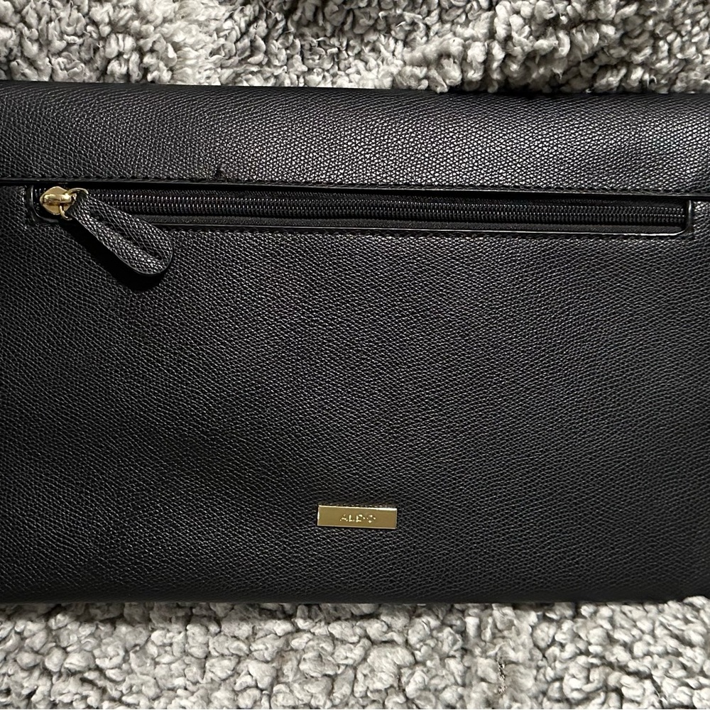 ALDO Black & Gold Designer Clutch Bag Purse